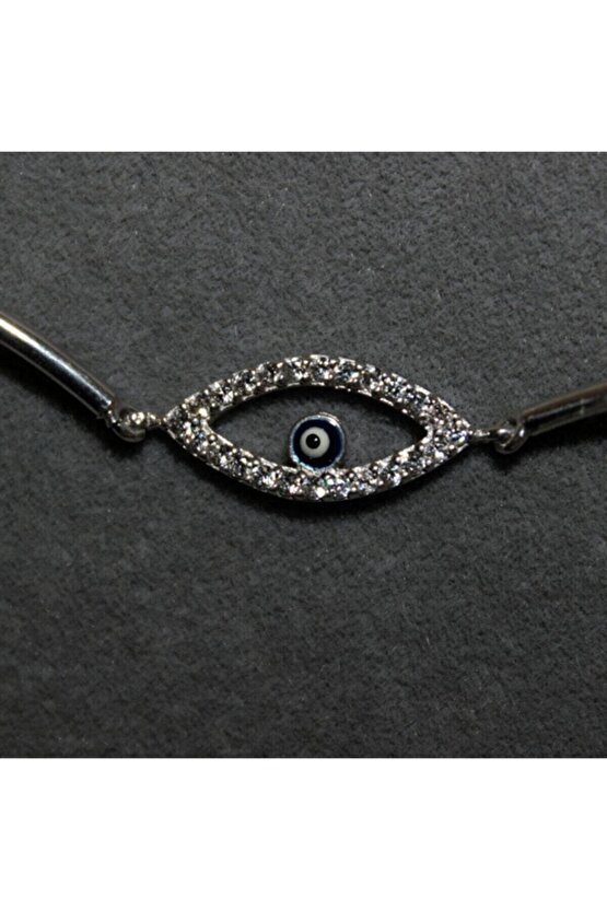 Kadın Beyaz Nazar Boncuklu Göz Şarnelli Bileklik