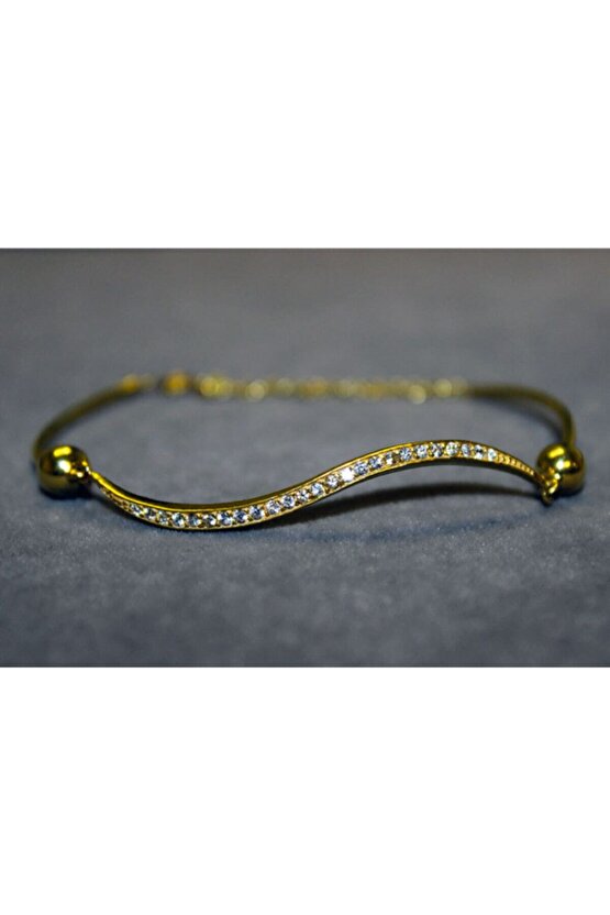 Gold Taşlı Şarnelli Bileklik