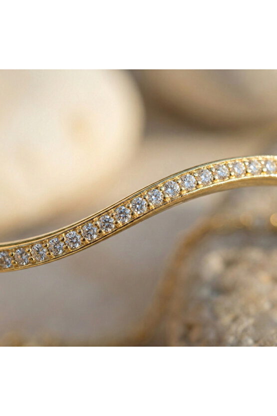 Gold Taşlı Şarnelli Bileklik