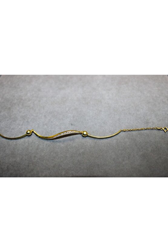 Gold Taşlı Şarnelli Bileklik