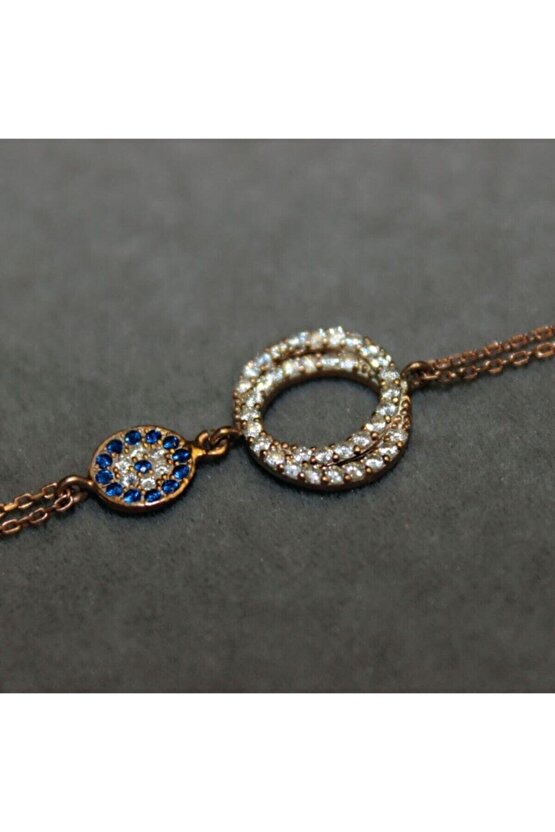 Taşlı Halkalı Rose Bileklik