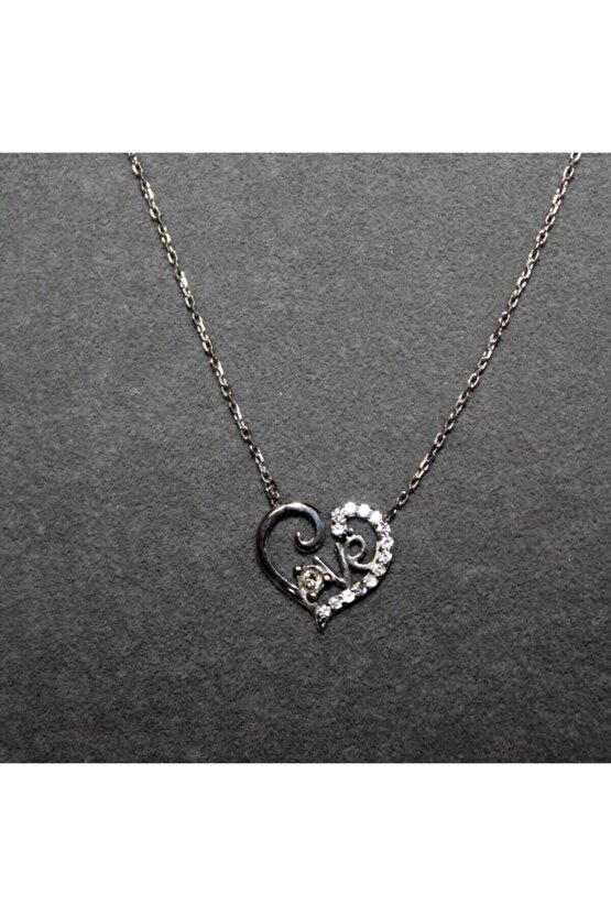 Taşlı Love Kalp Kolye