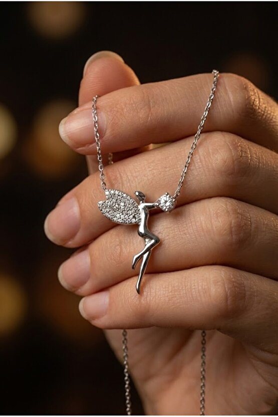 Taşlı Melek Kadın Kolye