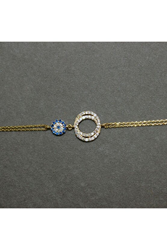 Taşlı Halkalı Gold Bileklik