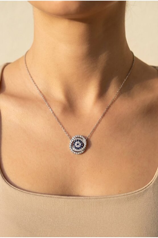 Çift Halka Nazar Boncuğu Kolye