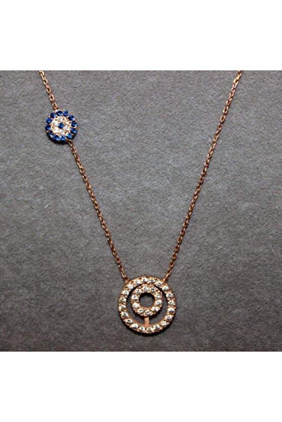 Taşlı Halka Rose Kolye