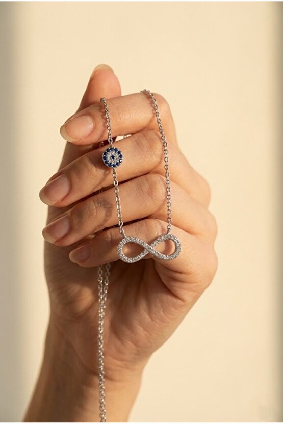 Taşlı Büyük Sonsuzluk Kolye