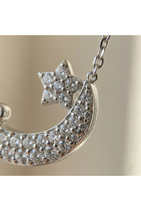 Taşlı Ay Yıldız Kolye