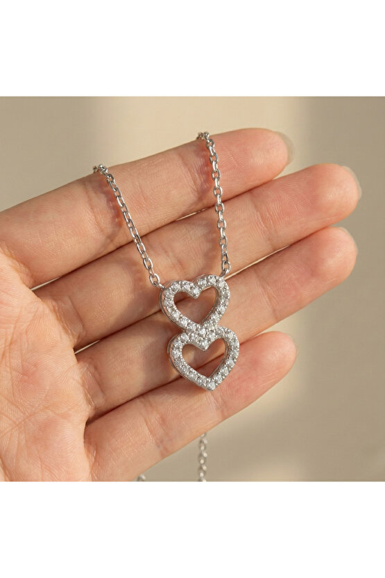 2 Kalpli Taşlı Kolye