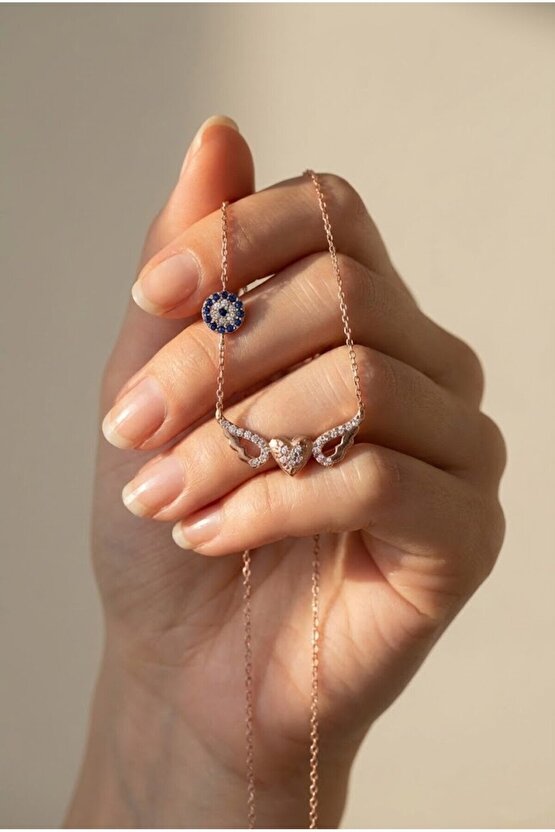 Melek Kanatlı Kalp Kolye