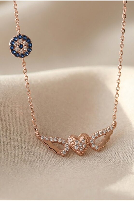 Melek Kanatlı Kalp Kolye