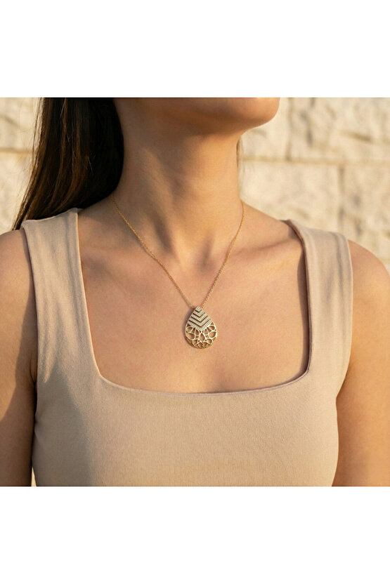 Osmanlı Motif Su Damlası Kolye