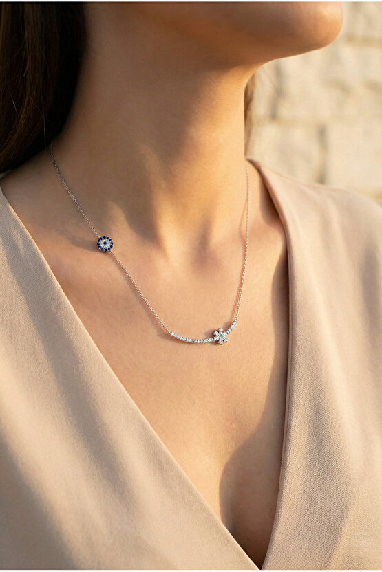 Ince Çizgili Kar Tanesi Kolye