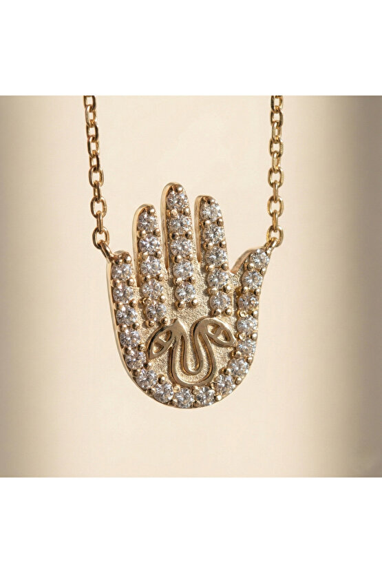 Işleme Detaylı Fatma Eli Kolye