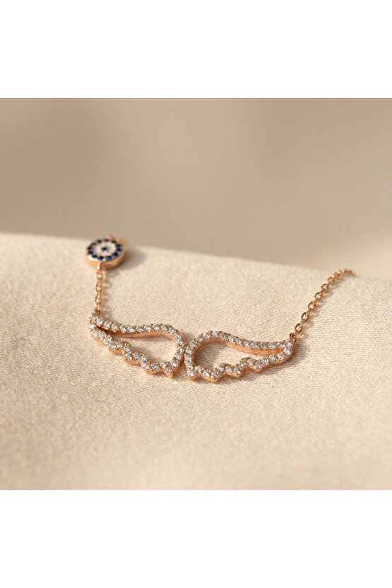 Taşlı Büyük Melek Kanadı Kolye