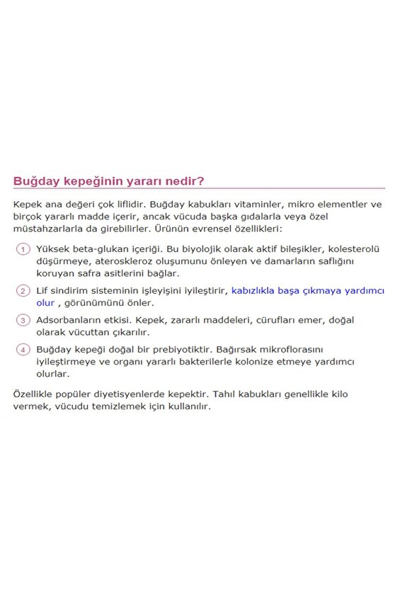 4 Kg Buğday Kepeği Doğal Katkısız Lifli Buğday Kepeği