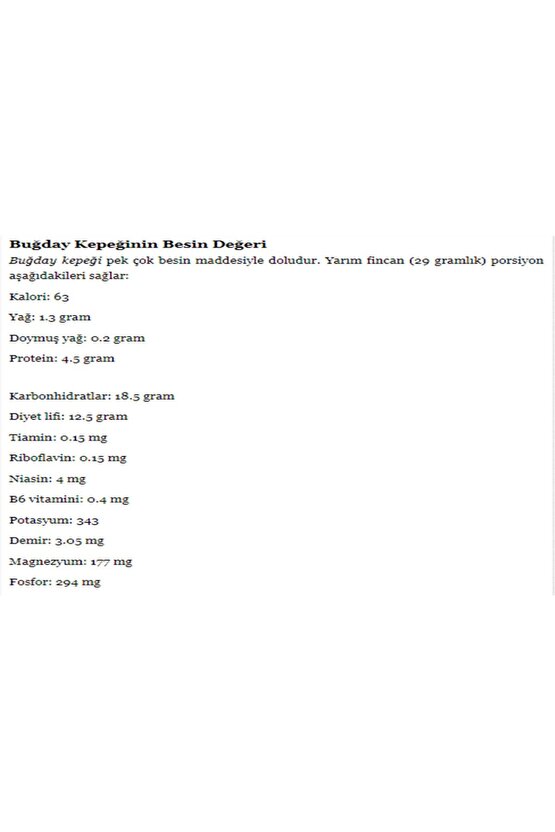 1 Kg Buğday Kepeği Doğal Katkısız Lifli Buğday Kepeği