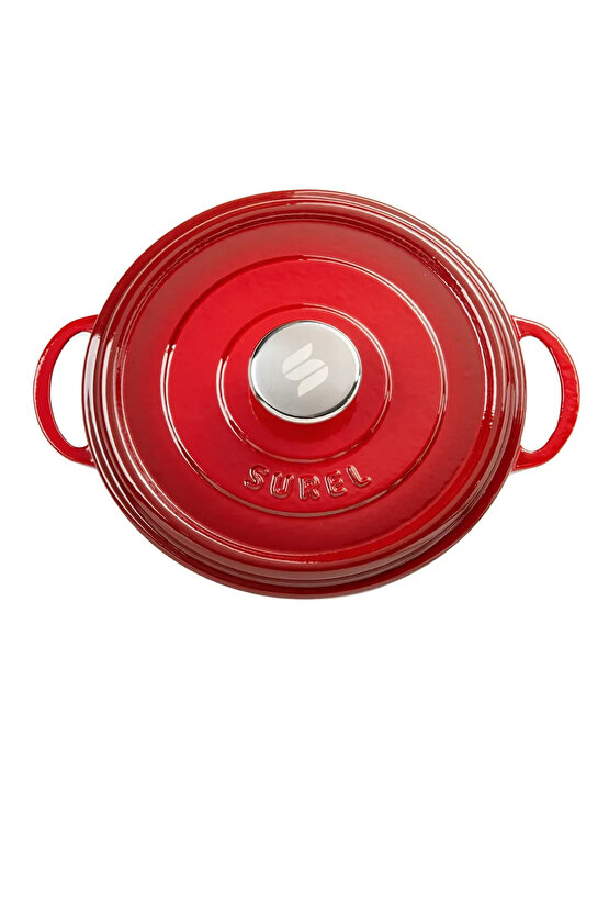 Demir Döküm 24 Cm Derin Tencere Kırmızı