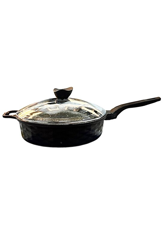 Döküm Granit Cam Kapaklı Tava