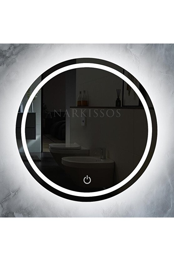 60 cm DOKUNMATİK BEYAZ LEDLİ BANYO AYNASI KUMLAMALI -SALON-KAFE LED AYNA