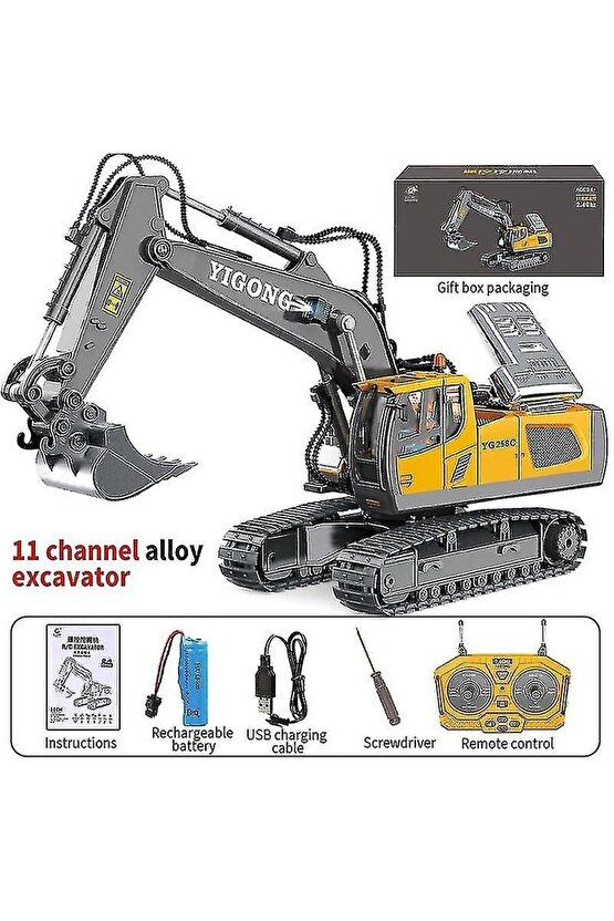 Uzaktan Kumandalı 680° Rotasyon Ekskavatör Premium Model Metal Hareketli Kepçe Oyuncak