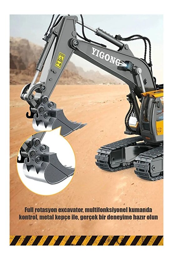 Uzaktan Kumandalı 680° Rotasyon Ekskavatör Premium Model Metal Hareketli Kepçe Oyuncak