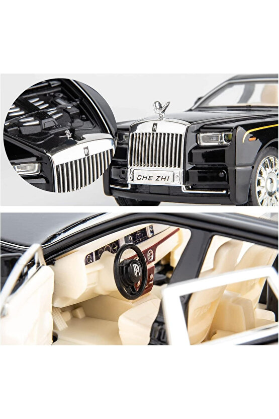 Kutulu Die-Cast 1:32 Çek-Bırak Işıklı Ve Sesli Rolls Royce Araba Kapıları Kaputu Bagajı Açılabilir