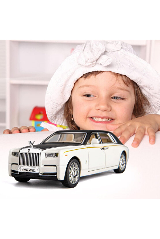 Kutulu Die-Cast 1:32 Çek-Bırak Işıklı Ve Sesli Rolls Royce Araba Kapıları Kaputu Bagajı Açılabilir