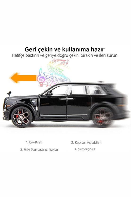 Oyuncak Die-Cast Kutulu Standı 1:32 Ölçek Kapıları Bagajı ve Kaputu Açılan ÇekBırak Işık Ve Sesli RR