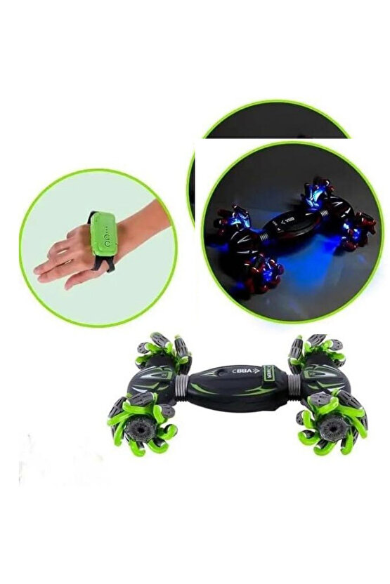 Oyuncak Uzaktan Kumanda ve Bilekten Kontrollü 2.4G Işıklı ve Müzikli Araba Çift Kumandalı