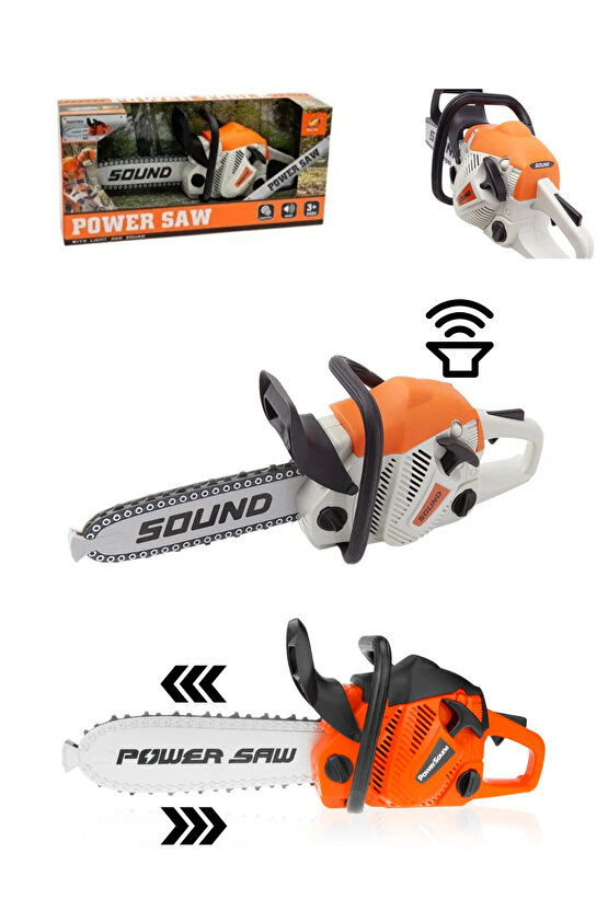 Oyuncak Sesli ve Hareketli Gerçekçi Elektrikli Testere Pilli Ağaç Kesme Oyun Testeresi