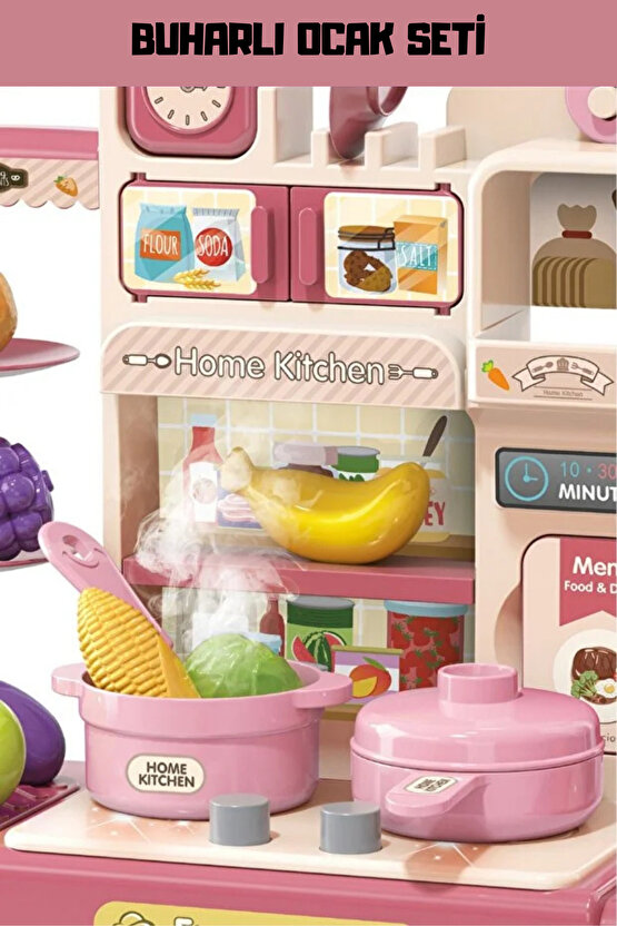 Oyuncak Buharlı Musluklu Sulu Mini Mutfak Seti Mutfak Oyuncağı Renkli