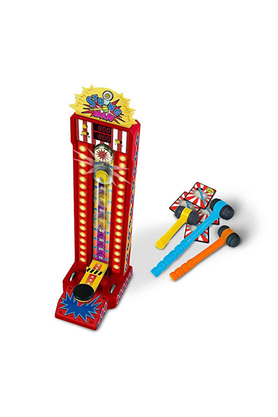 Sesli Elektronik Strongman Çekiç Oyunu 50 cm - 4 Modlu, Skor Göstergeli, 3 Çekiçli Arcade