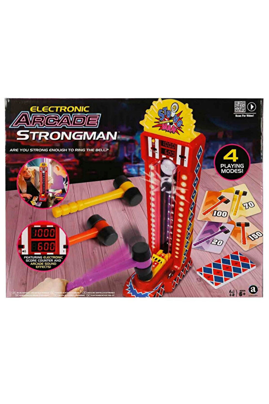 Sesli Elektronik Strongman Çekiç Oyunu 50 cm - 4 Modlu, Skor Göstergeli, 3 Çekiçli Arcade