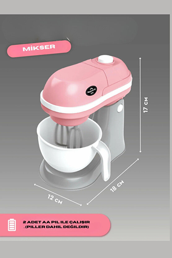Oyuncak Kutulu Işıklı Pilli Büyük Pembe Mikser Evcilik ve Mutfak Oyunları