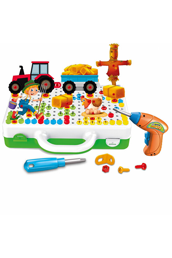 Oyuncak Eğitici Aktivite Mentossori 3D Eğitici Matkap Sök Tak Puzzle Seti Orman Hayvanları