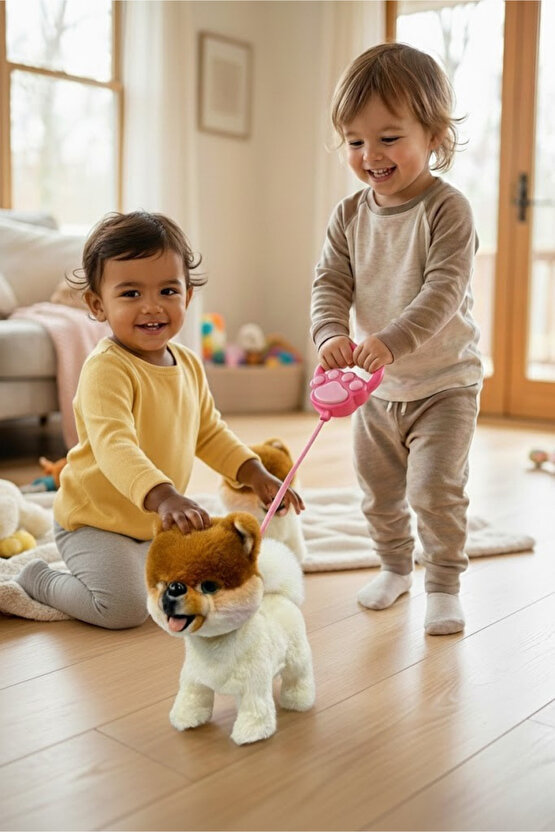 Oyuncak Peluş Tasmalı Havlayan Yürüyen Sesli Köpek Evcil Hayvan Dostluğu Pekiştirme