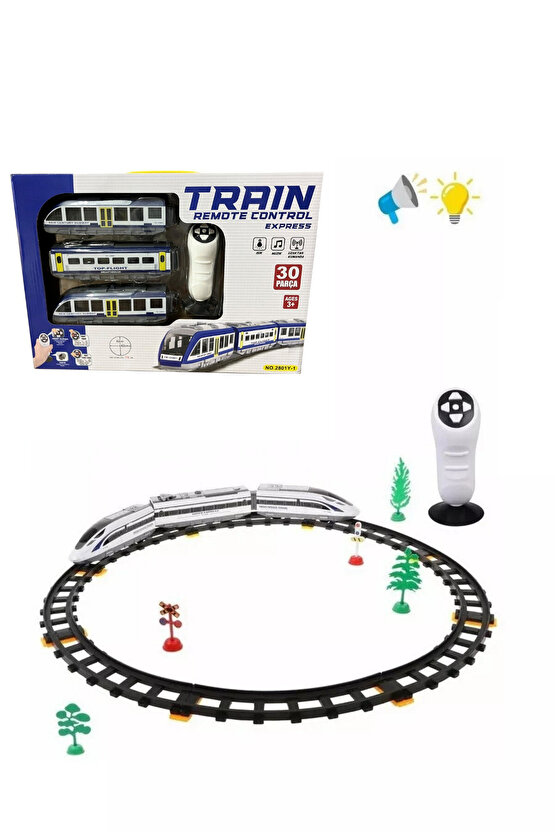 Oyuncak Uzaktan Kumandalı 30 Parça Sesli ve Işıklı 176 Cm Ray Uzunluğunda Hızlı Tren Seti