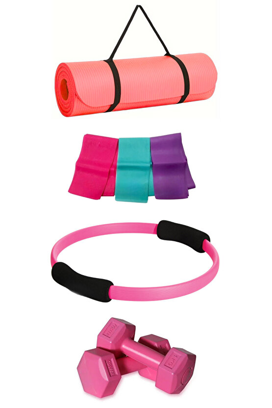 Pilates Yoga Seti Silikon Yoga ve Pilates Matı Evde Spor 4 Parça Fizik Tedavi Aerobik