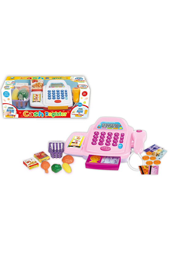 Oyuncak Işıklı Ve Sesli YazarKasa (Aksesuarlı) Hesap Makinası Barkod Okuyucu Alışveriş Set pilhediye