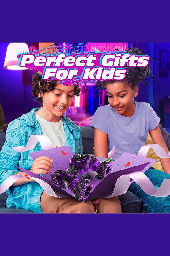 Oyuncak 2.4 GHz Bilekten ve Uzaktan Kumandalı Işıklı 4X4 Çift Kumandalı Akrobat Araba Şeffaf Model