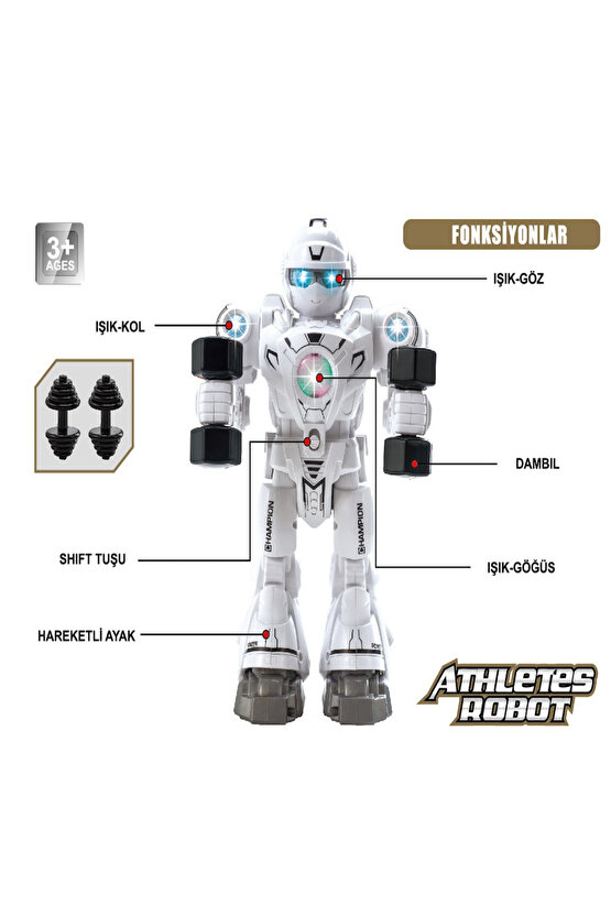 Oyuncak Işıklı ve Müzikli Hareketli Atletik Sporcu Pilli Robot Şınav Çekebilen Robot