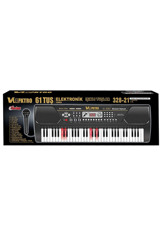 Vlektro Kutulu 61 Tuş Büyük Lcd Ekranlı Mikrofonlu Elektronik Büyük Org Piyano Başlangıç Seviye