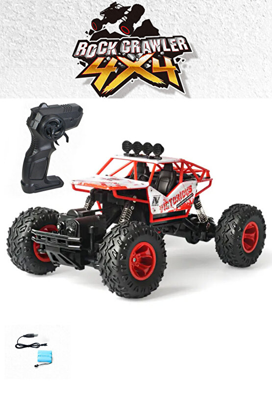 Oyuncak 4x4 Uzaktan Kumandalı Şarjlı Rock Crawler Büyük Teker Gerçekçi Araba 1:16 Ölçek