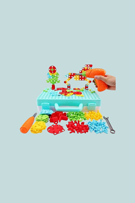 Oyuncak Eğitici Aktivite Mentossori 3D Eğitici Matkap Sök Tak Puzzle Seti Dinazor Serisi