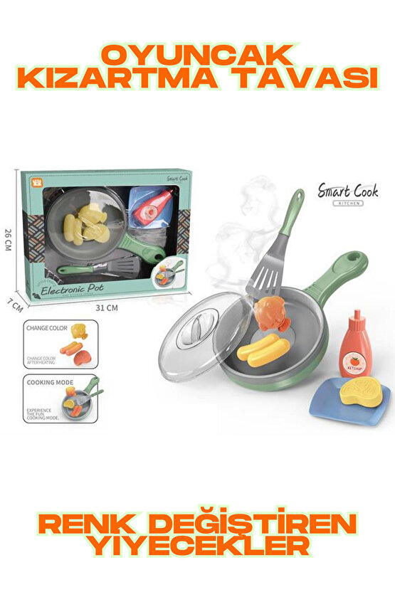 Oyuncak Renk Değiştiren Yiyecekler Kızartma Tava Seti