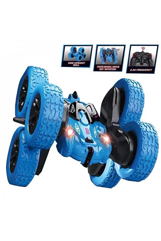 Oyuncak Işıklı Uzaktan Kumandalı Full Fonksiyon Şarjlı 2.4 Ghz 6 Teker Akrobat Araba