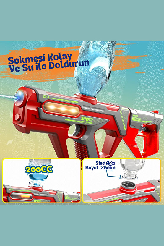 Oyuncak Şarjlı Ledli Işıklı Su Tabancası ve Tüfek 2IN1