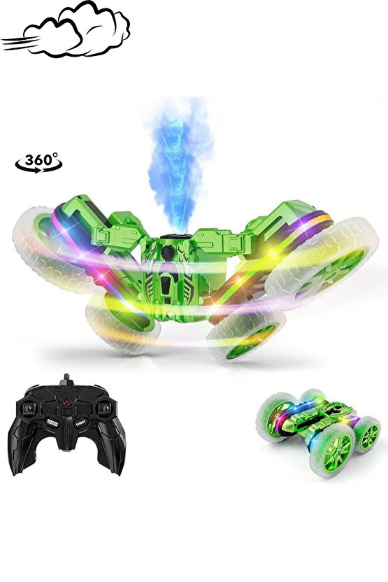 Uzaktan Kumandalı 4x4 Full Fonksiyon Şarjlı Işıklı Buharlı Spin 360 Derece Dönen Akrobat Araba