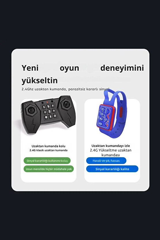 Oyuncak 4x4 2.4g Uzaktan Kumandalı Dinazor Akrobat Araba Bilekten Kontrol Şarjlı Çift Kumandalı